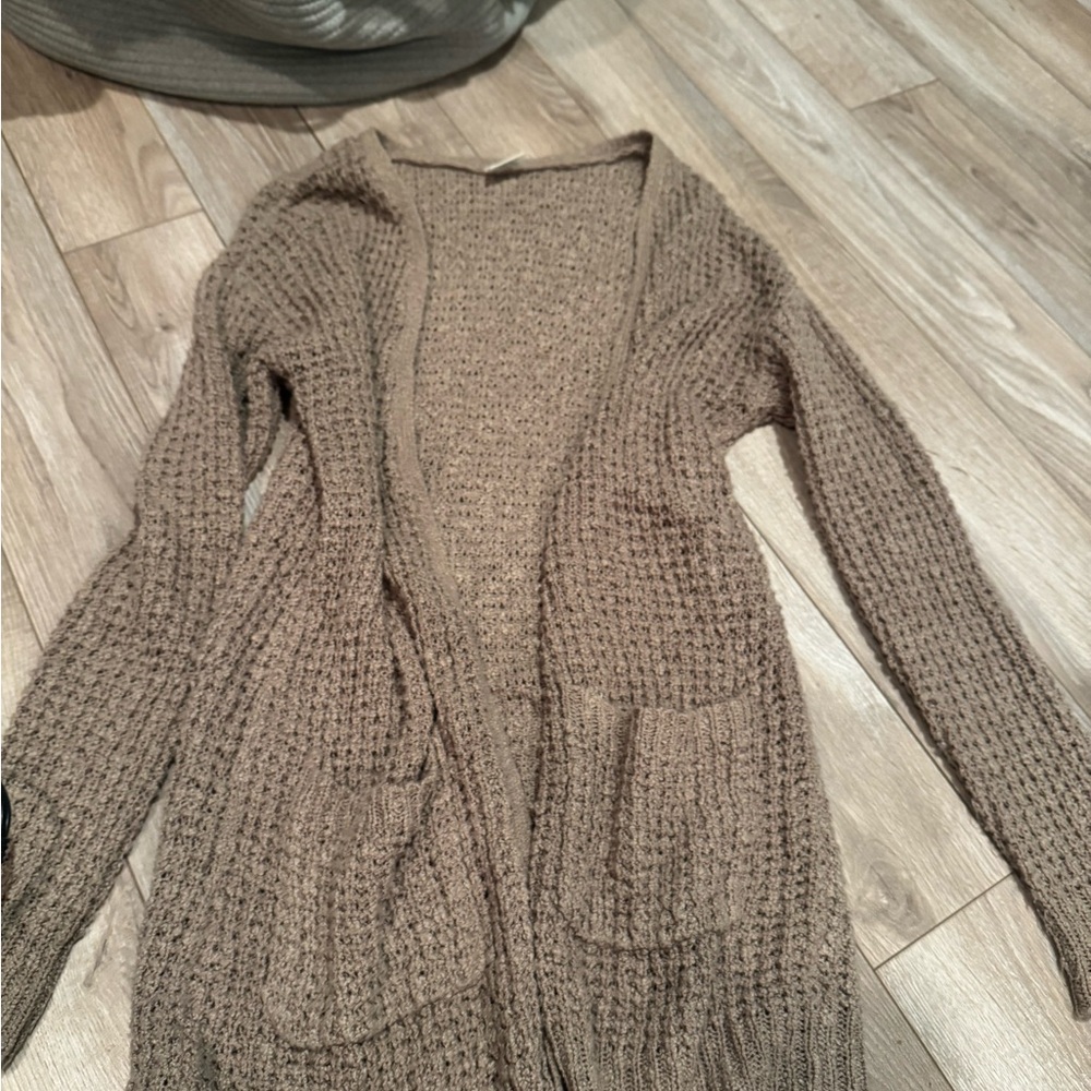 Full Tilt Taupe Knit Women's Cardigan